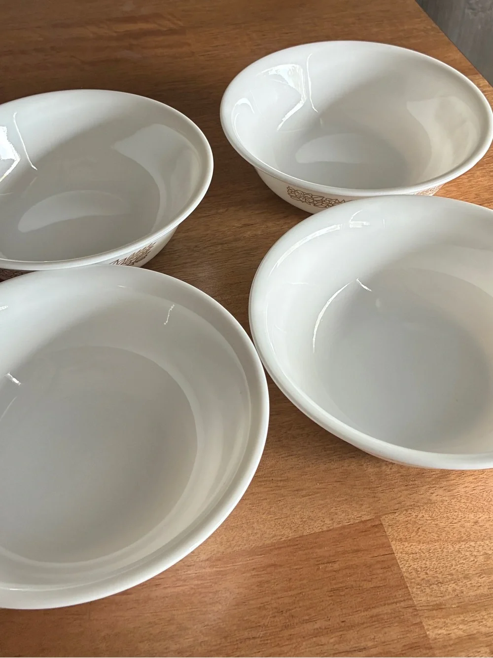 4 Vintage Corelle by Corning Woodland Brown Pattern Fruit Bowls Made In USA